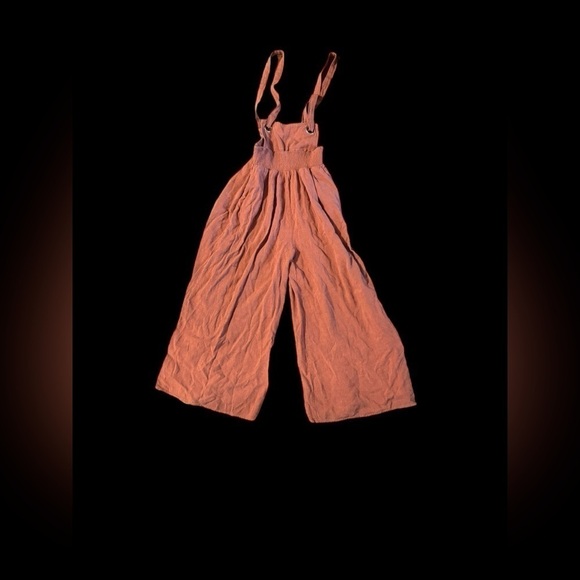 Very J Women’s Linen Blend Camel Brown Jumper Wide Leg Jumpsuit Size Small - Picture 9 of 11